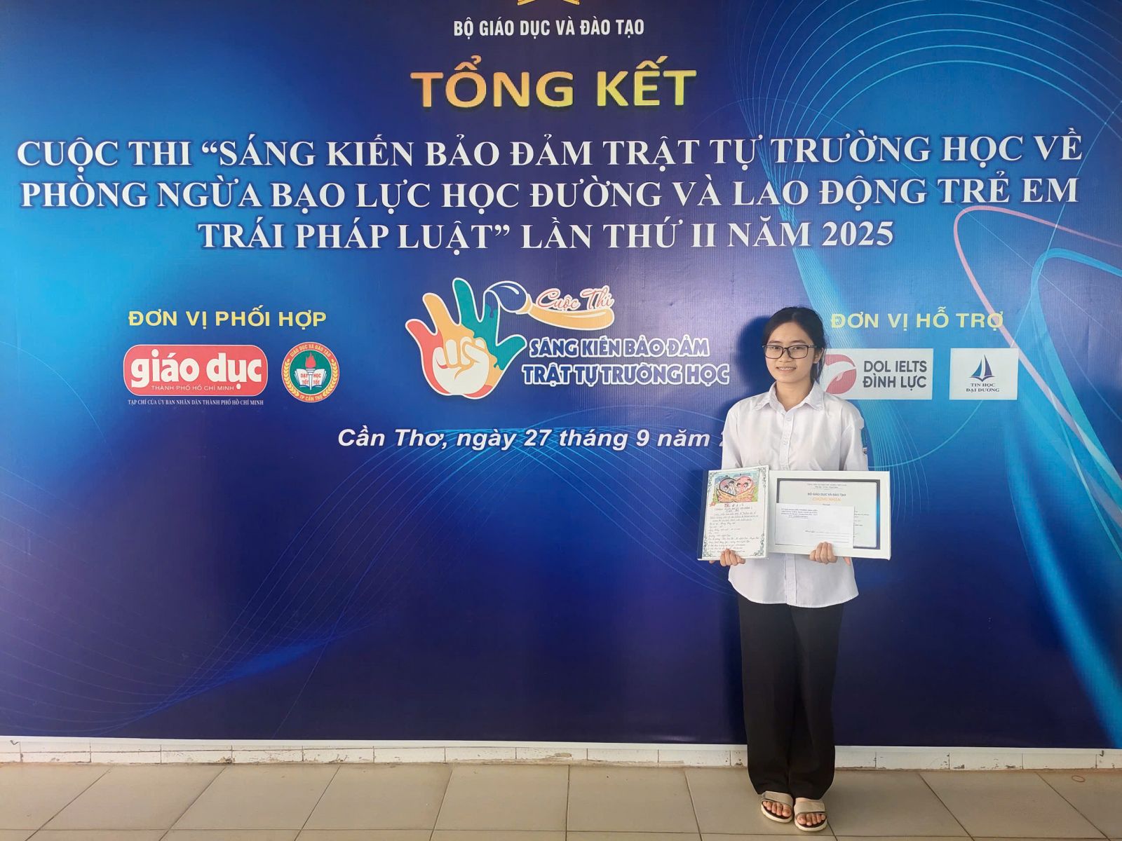 EM HOÀNG THÙY ANH ĐẠT GIẢI KHUYẾN KHÍCH QUỐC GIA CUỘC THI "SÁNG KIẾN BẢO ĐẢM TRẬT TỰ TRƯỜNG HỌC VỀ PHÒNG NGỪA BẠO LỰC HỌC ĐƯỜNG VÀ LAO ĐỘNG TRẺ EM TRÁI PHÁP LUẬT" LẦN THỨ II NĂM 2025