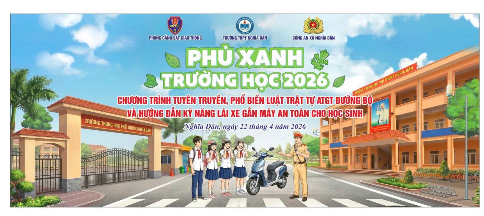 TRƯỜNG THPT NGHĨA DÂN TUYÊN TRUYỀN, PHỔ BIẾN LUẬT TRẬT TỰ AN TOÀN GIAO THÔNG ĐƯỜNG BỘ VÀ HƯỚNG DẪN KỸ NĂNG LÁI XE GẮN MÁY AN TOÀN CHO HỌC SINH